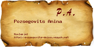 Pozsegovits Anina névjegykártya